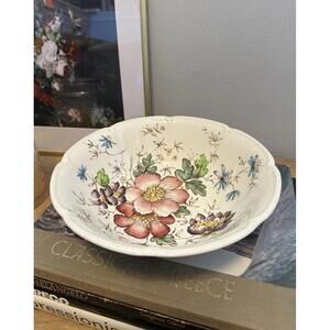 Johnson Brothers Windsor Flowers Multicolor Brown Fruit/Dessert (Sauce) Bowl